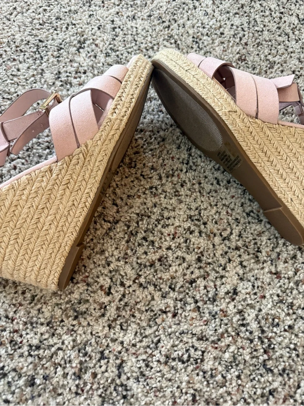 JustFab Blush Pink Woven Espadrille Wedge Sandals